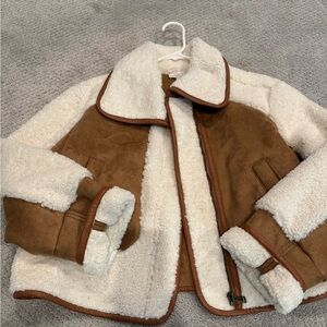 LOFT Tan/sherpa Bomber Coat